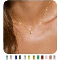 LuxusKollektion Kette mit Anhänger Kette Damen 14K Vergoldet 925 Silber Geburtsstein Gold-04.April