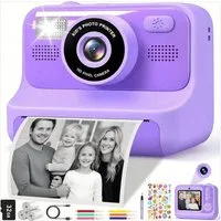POPOLIC 1080P Kinderkamera - Selfie Digitalkamera Kinder mit 32GB Sofortbildkamera (inkl. Lila, Geburtstagsgeschenk Spielzeug ab 3-11 Jahre Mädchen Jungen)