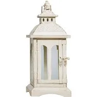 Grafelstein Kerzenlaterne COUNTRY creme weiß aus Metall mit Rundbogenfenstern H29cm