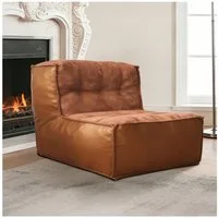HAUSS SPOLE Loungesofa für Wohnzimmer,Einsitzer-Sofa mit knopfgehefteter Rückenlehne in Braun