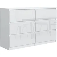 MAGOWA Schubkastenkommode Kommode 140cm - moderne Kommode mit 6 Schubladen für viel Stauraum, Breite 140 cm - Tiefe 39 cm - Höhe 79 cm