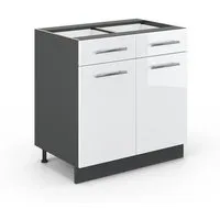 Vicco Unterschrank Fame-Line, Weiß Hochglanz/Anthrazit, 80 cm ohne Arbeitsplatte (1-St)