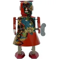 Mr & Mrs Tin Dekofigur Mr&Mrs Tin - Blossom Bot Blechroboter Gehfunktion Deko-Objekt -14x8cm (mit Aufziehmotor), Sammlerfigur