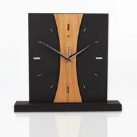 Kreative Feder Standuhr Designer-Standuhr „Stripe“ aus Holz ohne Ticken, Tisch-Standuhr aus MDF in modernem Look mit exklusiver Applikation