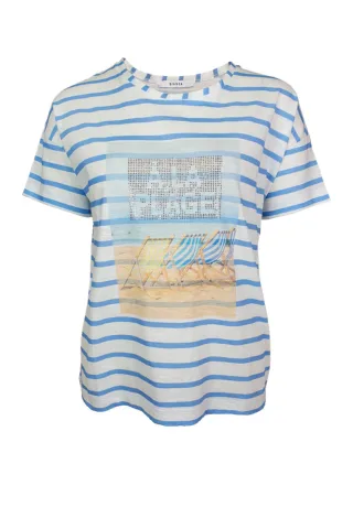 Bianca - Gestreiftes T-Shirt blau - Gr. - 46