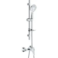 Grohe Duscharmatur BauEdge Mischbatterie Set mit Aloni Handbrause und Regendusche Chrom (Spar-Set) Chrom Duschset mit 1,5m Schlauch & Seifenhalter, ohne Regendusche