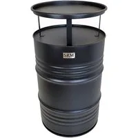 SRM Design Stehtisch Fassmöbel Stehtisch Bistrotisch Partytisch Mattschwarz Ø57cm Höhe108cm