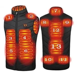 TENGOO HV-13 13-Heating Area Electric Heated Vest, 3-Temperature Control USB Warm Thermal Jacket, Washable Lightweight B