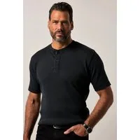JP1880 T-Shirt Henley FLEXNAMIC® Halbarm Rippjersey Vintage Look