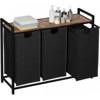 AMHANCIBLE Wäschekorb mit 3 Fächern & oberem Regal, Ausziehbar 3 x 38 Liter (1 St), Maße 92×30×72 cm