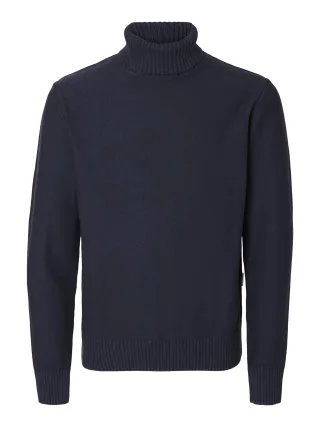 SELECTED MEN - SLMAXEL LS KNIT ROLL NECK NOOS Sky Captain - Gr. - S