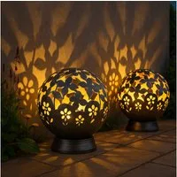 NOWA LED Solarleuchte, LED-Leuchtmittel fest verbaut, Solarlampen für Außen Balkon Deko Gartendeko Metall Solarleuchte