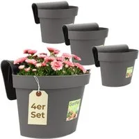GarPet Balkonkasten 4er Set Geländertopf Balkon Wasserspeicher Blumentopf Zaun Balkontopf