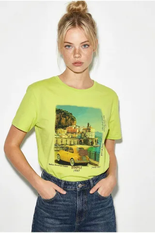 Bedrucktes Rundhalsausschnitt T-Shirt