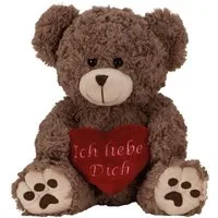 Geschenkestadl Plüschfigur Süßer Teddybär mit Herz „Ich liebe dich“ – 25 cm, 2 Farben (Bär mit rotem Herz), rotes Herz, Ich liebe dich