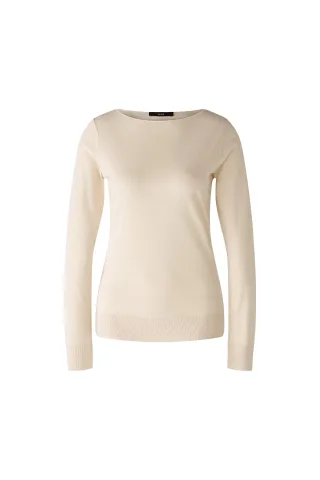 Oui - Langarmshirt Baumwollmischung light stone - Gr. - 44