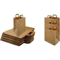 Lauroo Einkaufsbeutel Papiertragetasche Geschenktüten Kraftpapier 22x10x28cm Braun 250 Stk