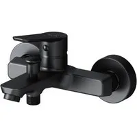 AM.PM Badarmatur Bad Armatur HIT Schwarz Wannenarmatur Mischarmatur (Wasserhahn Badewannenarmatur mit Duschschlauchanschluss, Einhebelmischer mit Auslauf) inkl. 2 x Abdeckrosetten