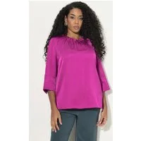 Ulla Popken Druckbluse Bluse gekräuselter Ausschnitt 3/4-Arm