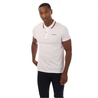 Aquascutum - Poloshirt für Herren, Schmal, kurzärmlig (Weiß/Marine)