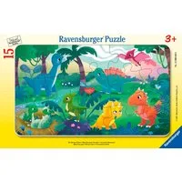 Ravensburger Rahmenpuzzle Die kleinen Dinos, 15 Puzzleteile, Made in Europe