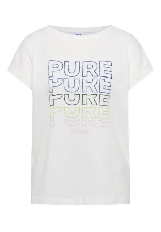 CECIL - T-Shirt mit Boat Neck und Frontprint vanilla white - Gr. - L