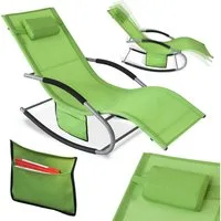 SoBuy Gartenliege OGS28, Relaxliege Schaukelliege Strandliege Outdoor, Sonnenliege mit Kopfkissen Liegestuhl Schaukelstuhl, Outdoor Camping
