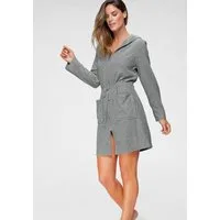 OTTO home Damenbademantel Nela, ideal für Sauna & Spa, Hotelbademantel, Morgenmantel, Kurzform, Leichtfrottee, Kapuze, Reißverschluss, einfarbig, kurz, mit Kordelzug & Taschen, XS-3XL