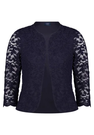 Vera Mont - Blazer-Jacke Dunkelblau/Grau - Gr. - 46