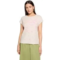 Cartoon Kurzarmshirt Damen mit Ärmelaufschlag (1-tlg)