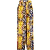 Desigual 5-Pocket-Hose Damenhose Gelb mit Fantasiemuster, Elastikbund & Taschen, Bequemer Sty