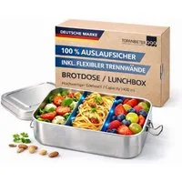 Topanbieter999 Lunchbox Brotzeitbox mit Fächer Brotdose Lunch-Jausenbox, Edelstahl