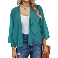 Bwecuy Bolero Damen Chiffon Bolerojacke Elegant Sommer Cardigan 3/4 Ärmel