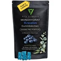 Vita Elements Kreatin Monohydrat Gummibärchen, 60 St., Glutenfrei Ohne Gentechnik Laborgeprüft in Deutschland Gummies