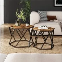 Vicco Couchtisch Fyrk, Eiche rustikal, 57 x 57 cm 2er-Set (2-St)