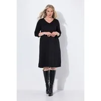 Ulla Popken Jerseykleid Sweat-Midikleid A-Linie V-Ausschnitt 3/4-Arm