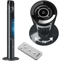 tectake Turmventilator Standlüfter in anthrazit, 3 Modi, 31 x 110 cm, Inkl. Fernbedienung, oszillierend, mit Timer-Funktion, LED-Bedienfeld