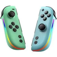 Wigento Handyhülle Für Nintendo Switch JOY-05 Split Controller Hall Joysticks Grün Blau, RGB Licht, Motion Control, Ergonomisch
