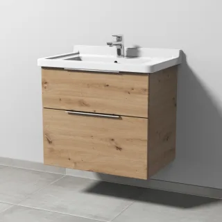 Sanipa 3way Waschtischunterbau zu Duravit Starck 3 Waschtisch mit 2 Auszügen, Eiche Natural-Touch UM71085