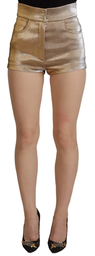 Dolce & Gabbana Gold Baumwollmischung Glitzernde Hotpants für Frauen