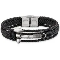Bruno Banani Lederarmband Schmuck Geschenk Armkette Axt Lederband breit Silber