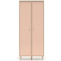 Lomadox Kleiderschrank MODICA-131 in sandbeige mit rosa, 80cm breit, 2-trüig, Softclose-Funktion