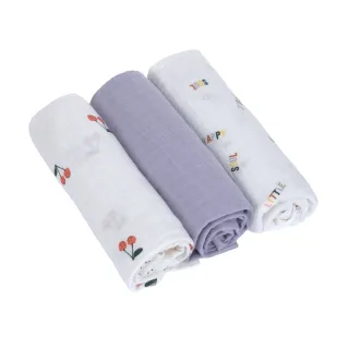 Lässig Mulltücher 3er Pack 85x85cm Bio Baumwolle Happy Fruits Kirsche