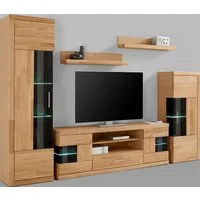 OTTO home Wohnwand Ribe Wohnwand Set-5 St., (Set, 5-St), Glaseinsatz aus gehärtetem Glas,Böden teilweise versetzbar