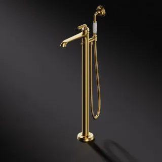 Steinberg Serie 355 Freistehende Wannen-Armatur, Gold gebürstet / Nero Marquina 355 1162 BG