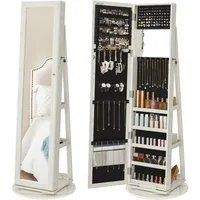 SONGMICS Schmuckschrank Spiegelschrank, mit Ganzkörperspiegel, um 360° drehbar, Geschenkidee Schmuckaufbewahrung, abschließbar, mit Schlüsseln, 54 x 54 x 161 cm