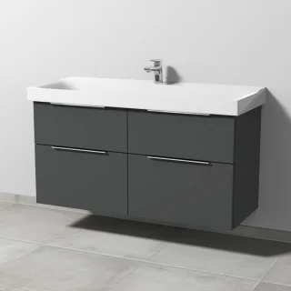Sanipa 3way Waschtischunterbau zu Geberit Xeno2 Waschtisch mit 4 Auszügen, Anthrazit-Matt UM66422
