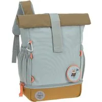 LÄSSIG Kinderrucksack Nature, Mini Rolltop Backpack, Light Blue, aus recycelten PET-Flaschen