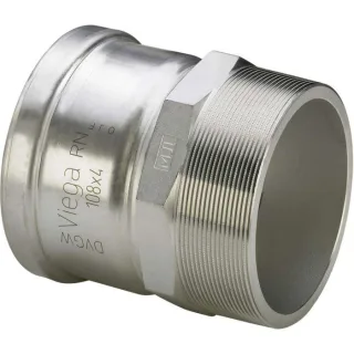 Viega Sanpress Inox XL-Übergangsstück 482923 76,1 mm x R 2 1/2, Stahl nichtrostend, Mehrkant, SC-Contur