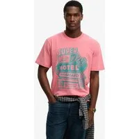 Superdry Rundhalsshirt ROADSIDE TRADE LOOSE TEE Loose Fit, aus Baumwolle und Single Jersey, mit Druck, pflegeleicht